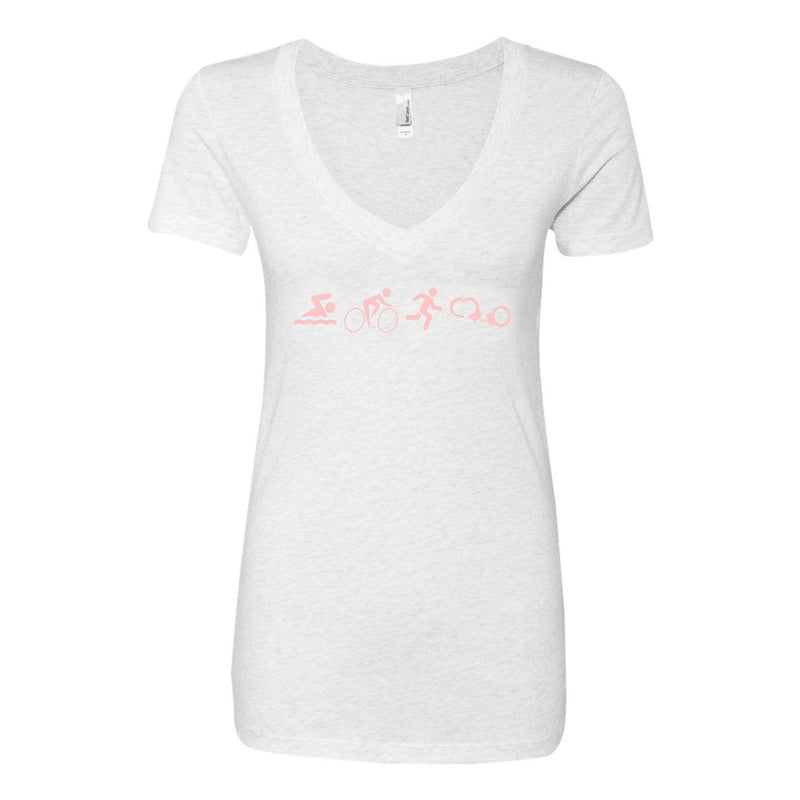 NYPD TRIATHLON SBRC LADIES V-NECK- HEATHER WHITE