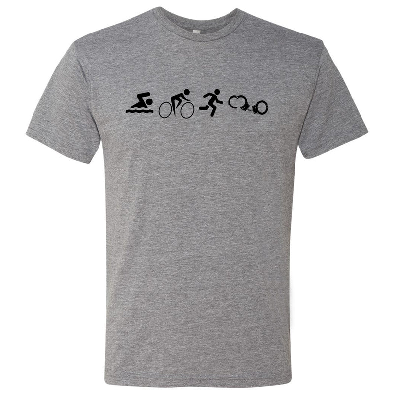 NYPD Triathlon Team Swim Bike Run Cuff Tee - Premium Heather